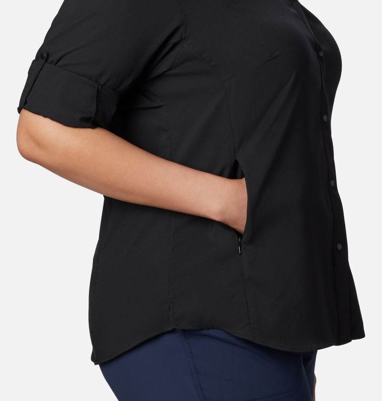 Women's Columbia PFG Tamiami II Long Sleeve Shirts Black | Plus Size CA-Q1A40